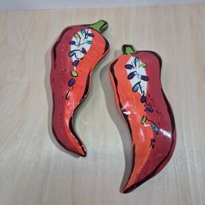 Bella Casa Kathryn Young by Ganz Ceramic Red Chili Pepper Wall Decor‎ Set of 2